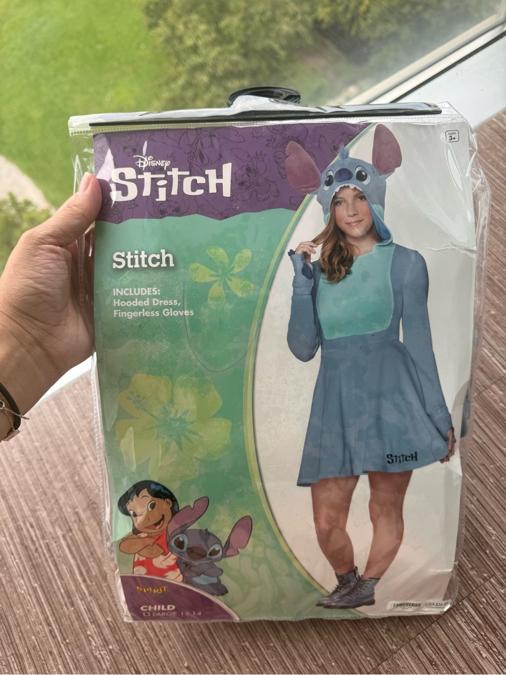 Disney Stitch Girls Blue and Aqua Hooded Dress Costume